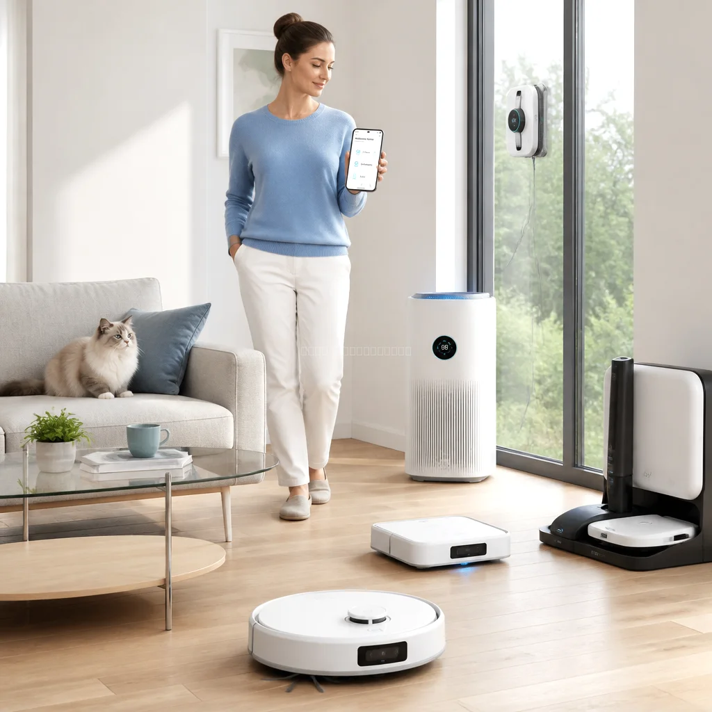 夜間に静かに動くロボット